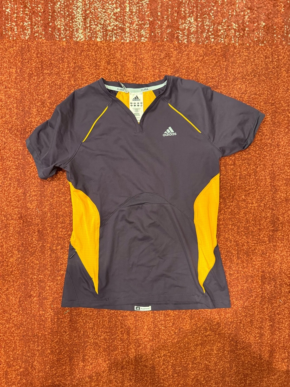 Adidas Climacool cycling top Sz small orange and blue